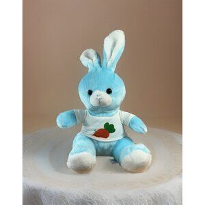 Easter Bunny Rabbit Stuffed Animal Toy Blue White 9" Sitting Plush W/ Carrot Tee